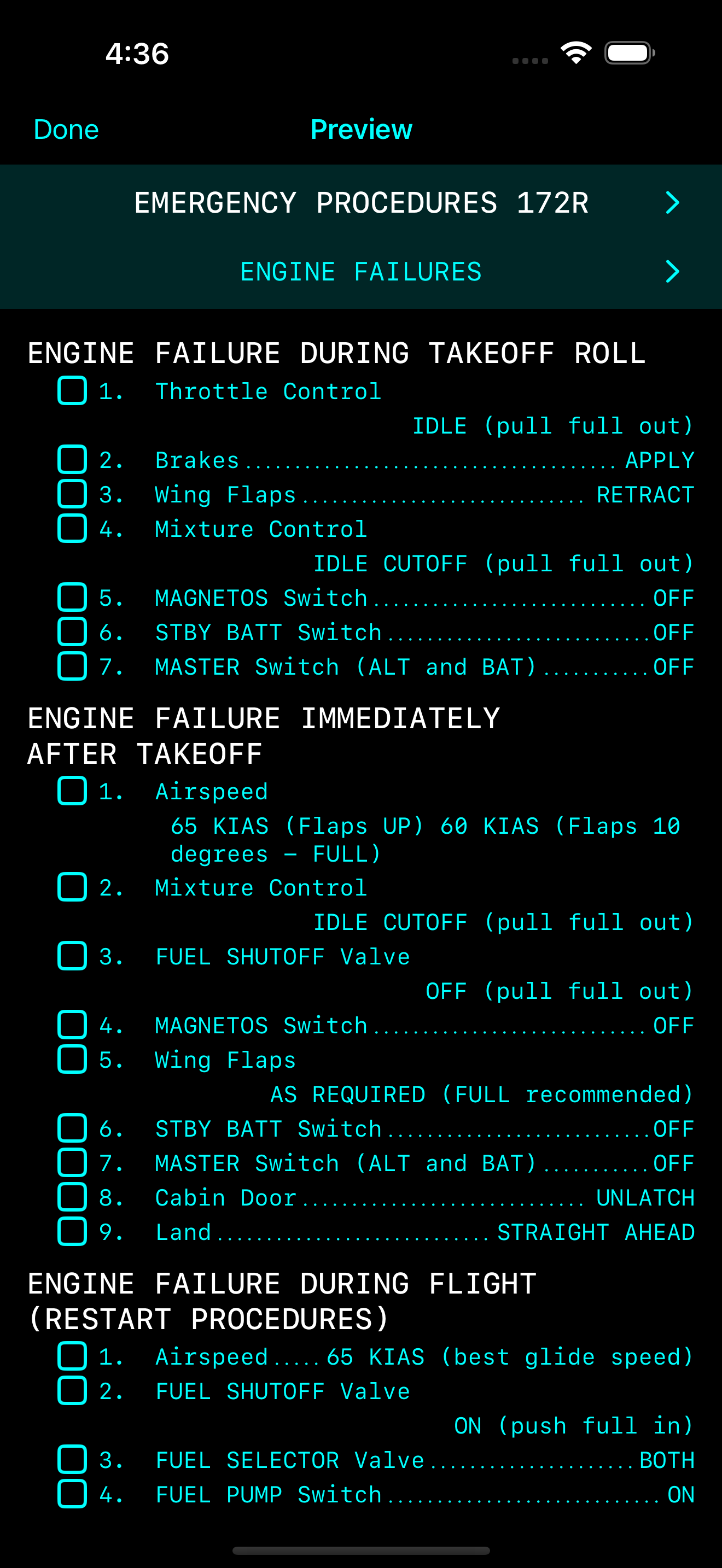 ACE Checklist on Garmin Avionics